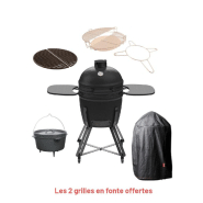 Pack complet Kamado Kamal 60 MAT - Barbecook - Finition mate, céramique résistante 1000°C, grille Ø 53 cm, accessoires inclus_0