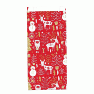 Pochettes cadeaux "Happy Santa" rouge 12+4,5x20cm - par 150
