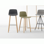 Lot de 2 chaises hautes Varya Tapiz avec pied bois massif repose-pieds et assise tapissée Lot de 2 chaises hautes Varya Tapiz avec pied bois massif repose-pieds et assise tapissée
