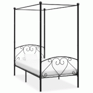 VidaXL Cadre de lit à baldaquin sans matelas noir métal 90x200 cm Modèle Quermoniax - 284433