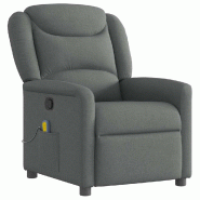 VidaXL Fauteuil de massage inclinable Gris foncé Tissu Modèle Rermelia - 8721158336132