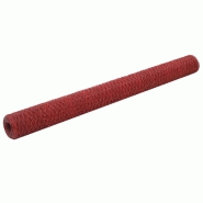 Vidaxl grillage acier avec revêtement en pvc 25x1,5 m rouge 143312