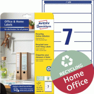 AVERY 70 étiquettes blanches recyclées pour dos de classeur, format 192 x 38 mm (10 feuilles A4 / cdt) - 4004182085097