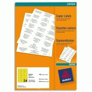 Avery boîte de 2400 étiquettes copieur 70x35 jaune fluo dp24j-100 Avery boîte de 2400 étiquettes copieur 70x35 jaune fluo dp24j-100