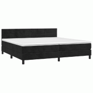 Décoshop26 - Cadre de lit LED avec sommier tête de lit matelas 200x200 cm tissu velours noir TDL0209145 - noir 3001676647763