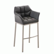 Décoshop26 - Tabouret de bar chaise haute de comptoir couture carrées assise en PVC gris 4 pieds stables en acier inoxydable 10_0004715 - gris 30002 Décoshop26 - Tabouret de bar chaise haute de comptoir couture carrées assise en PVC gris 4 pieds stables en acier inoxydable 10_0004715 - gris 30002