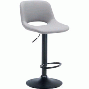 Décoshop26 - Tabouret de bar chaise haute x1 avec repose-pieds en PVC gris piètement métallique noir 10_0004583 - gris 3000252186306 Décoshop26 - Tabouret de bar chaise haute x1 avec repose-pieds en PVC gris piètement métallique noir 10_0004583 - gris 3000252186306