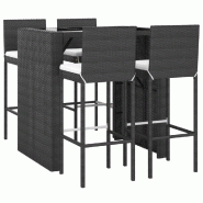 Helloshop26 - Ensemble de bar de jardin 5 pièces avec coussins poly rotin noir - 3000729347766_0