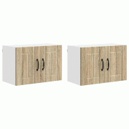 Helloshop26 - Lot de 2 armoires murales de cuisine moderne rangement pratique 60 x 31 x 40 cm en bois d'ingénierie chêne sonoma 02_0053945 - Bois ma