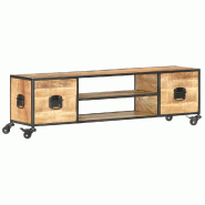 Helloshop26 - Meuble TV multimédia étagère télévision buffet téléviseur salle à manger salon chambre 130 x 30 x 39 cm bois massif de 02_002588