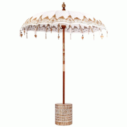 Helloshop26 - Parasol balinais en extérieur 185 x 185 x 260 cm pour ombre apaisante alliant tradition et modernité en coton crème 02_0055944 - Bamb_0