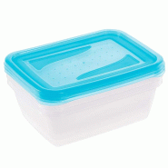 Keeeper Set de 3 Boîtes Alimentaires, 3 x 1,25 l, 20,5 x 15,5 x 6,5 cm, fredo fresh, Bleu Transparent - bleu plastique KEE205