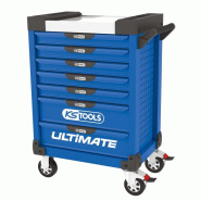 KS TOOLS - 804.0007 - Servante d'atelier Vide Ultimate 7 tiroirs - Caisse à Outil - Couleur Bleu - Plateau INOX - Porte flacons - 4042146376607