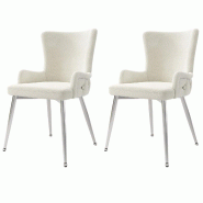 Merax Chaises de salle à manger en velours (lot de 2), lot de 2, chaises rembourrées, chaises de cuisine, fauteuil de salon/chambre luxueux, beige -