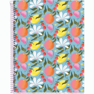 MIQUELRIUS Cahier Floral Happy Fruit A4, 200p./100 feuilles 70 g/m² détachables et perforées, quadrillé 5x5 - 8422593042885