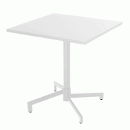 Oviala Business Table de terrasse carrée bistrot avec plateau rabattable blanc - blanc acier 114466