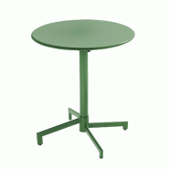 Oviala Business Table de terrasse ronde bistrot avec plateau rabattable vert cactus - vert acier 114478
