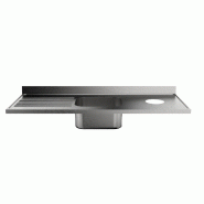 Plonge professionnelle en acier inoxydable 1800x700 mm avec bac, égouttoir à gauche et trou vide-ordures | Sammic - 5899718