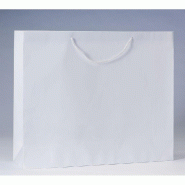 Sac Luxe pelliculé blanc 53x14x44cm - par 12 - finition glossy - poignées cordelières