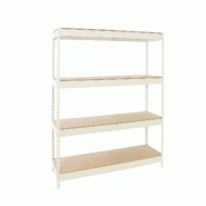 SimonRack Rayonnage industriel, 2000x1200x450 mm, 400 kg au point de flexion, 4 étagères bois, rayonnage garage, Blanc/Bois- Ecoforte - blanc métal