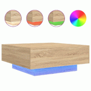 VidaXL Table basse avec lumières LED chêne sonoma 80x80x31 cm Modèle Nova Confort - 836590