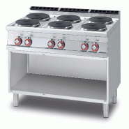 Cuisinière électrique triphasée 6 plaques rondes. Structure en acier inoxydable. Dimensions 120x70,5 h 90 cm. Modèle PC-912ET - 1971