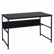 Décoshop26 - Bureau table d'ordinateur paroi arrière sous le plateau de table métal mdf 120 x 60 cm aspect marbre noir 04_0006060 - noir 3000261623182 Décoshop26 - Bureau table d'ordinateur paroi arrière sous le plateau de table métal mdf 120 x 60 cm aspect marbre noir 04_0006060 - noir 3000261623182