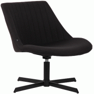 Décoshop26 - Chaise lounge design en tissu noir avec dossier à coutures verticales avec piètement étoile en métal 10_0008245 - noir métal 300026
