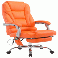 Décoshop26 - Fauteuil de bureau ergonomique fonction massage avec repose-pieds extensible accoudoirs PVC orange et métal 10_0007037 - métal 3000265 Décoshop26 - Fauteuil de bureau ergonomique fonction massage avec repose-pieds extensible accoudoirs PVC orange et métal 10_0007037 - métal 3000265