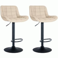 Décoshop26 - Lot de 2 tabourets de bar structure métallique noir assise en PVC crème avec surpiqûres 10_0004442 - noir 3000252104171 Décoshop26 - Lot de 2 tabourets de bar structure métallique noir assise en PVC crème avec surpiqûres 10_0004442 - noir 3000252104171