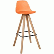 Décoshop26 - Tabouret de bar chaise haute x1 repose-pieds style scandinave en plastique et PVC orange structure en bois clair carré 10_0004625 - 300 Décoshop26 - Tabouret de bar chaise haute x1 repose-pieds style scandinave en plastique et PVC orange structure en bois clair carré 10_0004625 - 300