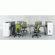 Ensemble de 4 postes Ogi A avec maxi caissons - MDD - Blanc, Blanc_0