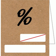 Etiquettes chevalet % avec prix barrés kraft lisse / noir 52x60mm - par 100