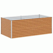 Helloshop26 - Jardinière surélevée industrielle 195 x 100 x 68 cm design fonctionnel terrasse en acier galvanisé marron clair 02_0059054 - marron