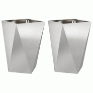 Helloshop26 - Lot de 2 jardinières rectangulaires modernes pour extérieur 50 x 50 x 75 cm en acier inoxydable argent 02_0053043 - inox 3000237726039
