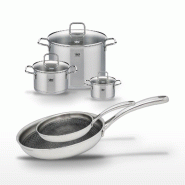 Lot Poêles 28cm & 24cm Elo Relief Evolution et 3 Faitouts Elo Citrin - gris inox 3176239957785