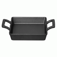 Plat carré en fonte (L)130 × (P)130 x (H)30 mm avec anses, compatible induction