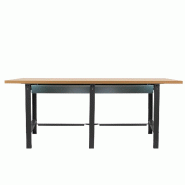 SimonRack Table de travail d’atelier, 2100x750 mm, 2 tiroirs, plateau MDF 35 mm, Charge 600 kg, Noir - BT-6 - noir métal 8425437126789