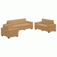 VidaXL Ensemble de Canapés 3 pcs Marron 221 x 80 x 80 cm Velours Modèle Vega Smart - Matériau naturel 3324646