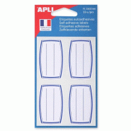Apli Lot de 5 Pochette de 32 étiquettes scolaires lignées/cadrées bleu, format 33 x 53 mm - 3270241119343