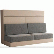 ARMOIRE LIT ESCAMOTABLE VERTIGO SOFA TAUPE CANAPÉ GRIS COUCHAGE 160*200 CM