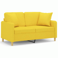 Canapé 2 places avec oreillers jaune clair 120 cm tissu Modèle Vega Smart Plus - 8721012058736