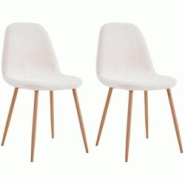 Chaise assise en tissu bouclette Freya (Lot de 2) The Home Deco Factory - blanc 3700866377885 Chaise assise en tissu bouclette Freya (Lot de 2) The Home Deco Factory - blanc 3700866377885