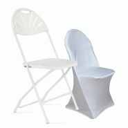 Chaise pliante et housse de chaise blanche