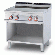 Cuisinière vitrocéramique triphasée sur compartiment ouvert. Structure en acier inoxydable. Dimensions 80x90 h90 cm. Modèle PCC-98ET - 1979