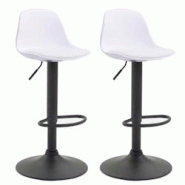 Décoshop26 - Lot de 2 tabourets de bar moderne et confortable assise en PVC blanc coque en plastique et pieds en métal noir 10_0004237 - blanc 30002 Décoshop26 - Lot de 2 tabourets de bar moderne et confortable assise en PVC blanc coque en plastique et pieds en métal noir 10_0004237 - blanc 30002