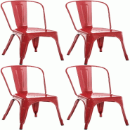 Décoshop26 - Lot de 4 chaises de salle à manger empilable avec dossier style industriel en métal rouge 10_0006171 - rouge métal 3000265423504