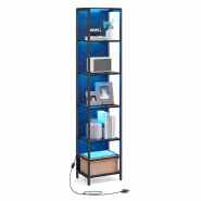 Helloshop26 - Bibliothèque led à 6 niveaux étagère à lumière réglable meuble de rangement avec cadre en acier 303 x 60 x 178,6 cm 12_0004275 -