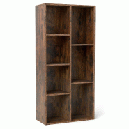 Helloshop26 - Étagère à 7 cubes murale ou indépendante 49,5 x 23 x 106 cm rangement spacieux moderne en bois d'ingénierie marron 20_0017290 - mar