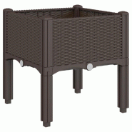Helloshop26 - Jardinière bac lit surélevé plantes fleurs terrasse jardin avec pieds 40 x 40 x 42 cm PP marron 02_0038165 - marron 3000214118833